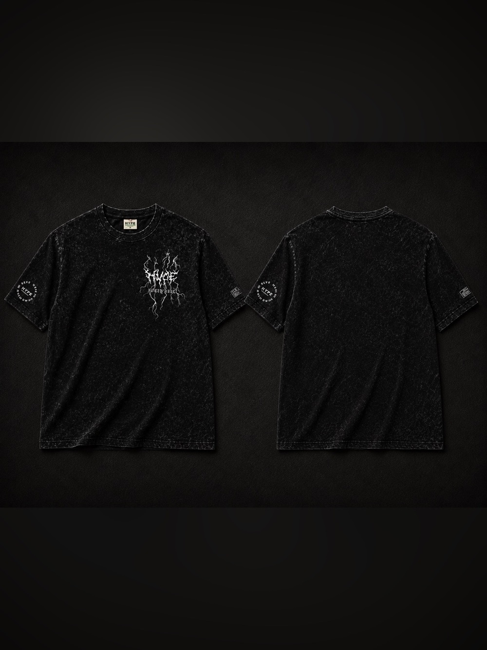 Hype Black Acid-Wash Graphic Short Sleeve Tee